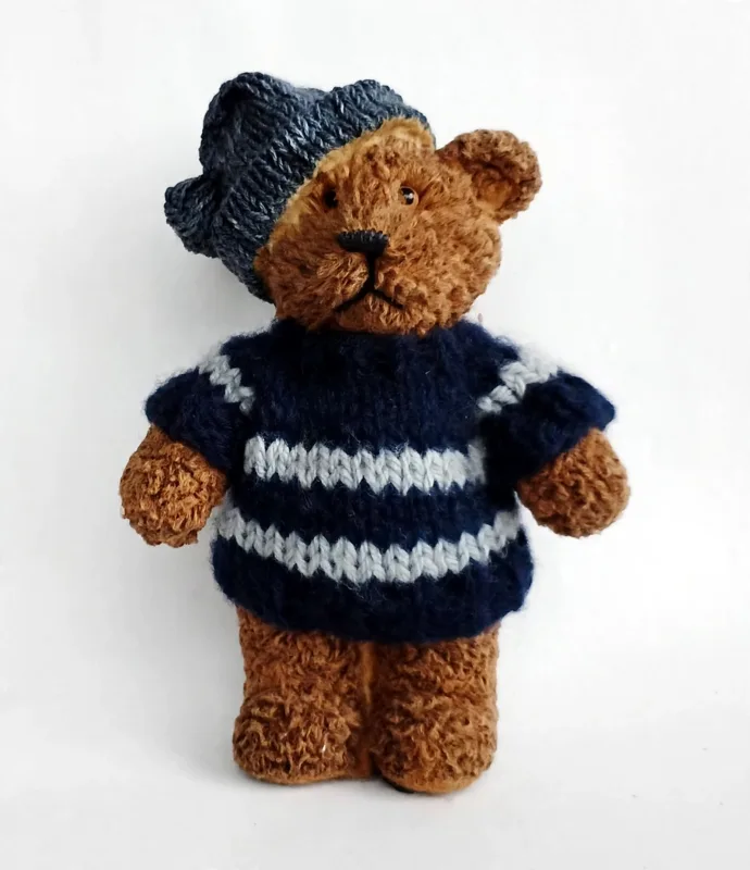 Brown Bear in Navy Sweater