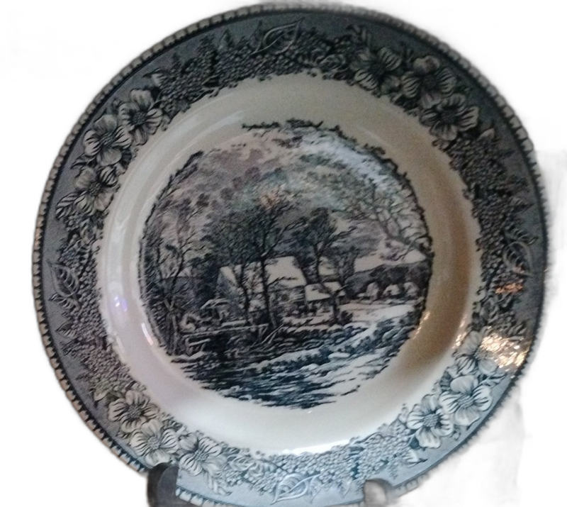 Blue and White Transferware Dinner Plate