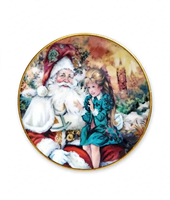 Decorative Plate - Girl in Blue Dress, Gold Rim