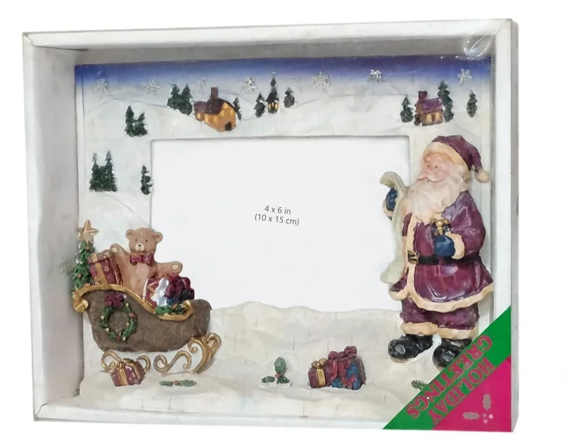 Christmas Photo Frame - Santa and Sleigh, 4x6, in Box