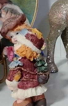 Christmas Girl Figurine - Red Coat Holding Tree
