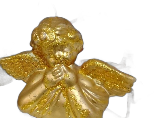 Gold Glitter Angel Figurine - Kneeling