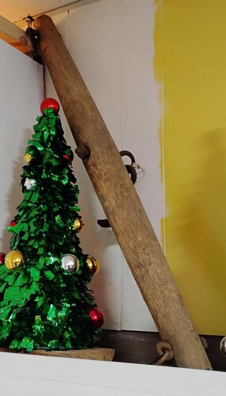 Old Wooden Farm Beam with Metal Rings and Hooks