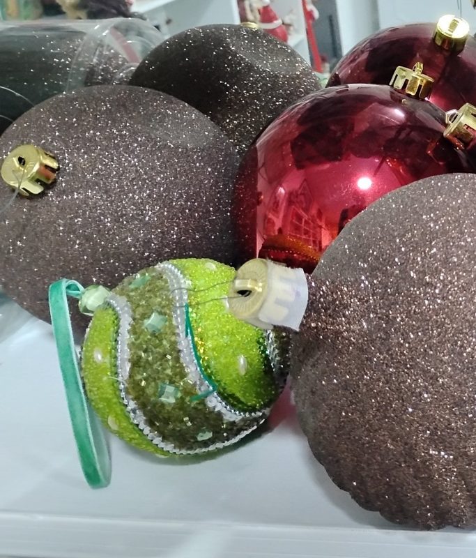 Large Brown Glitter Christmas Bulbs