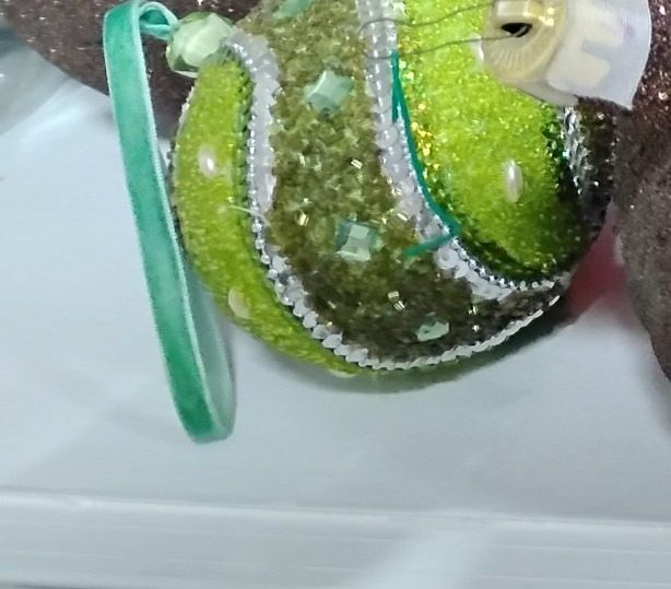 Small Green Beaded Christmas Ornament