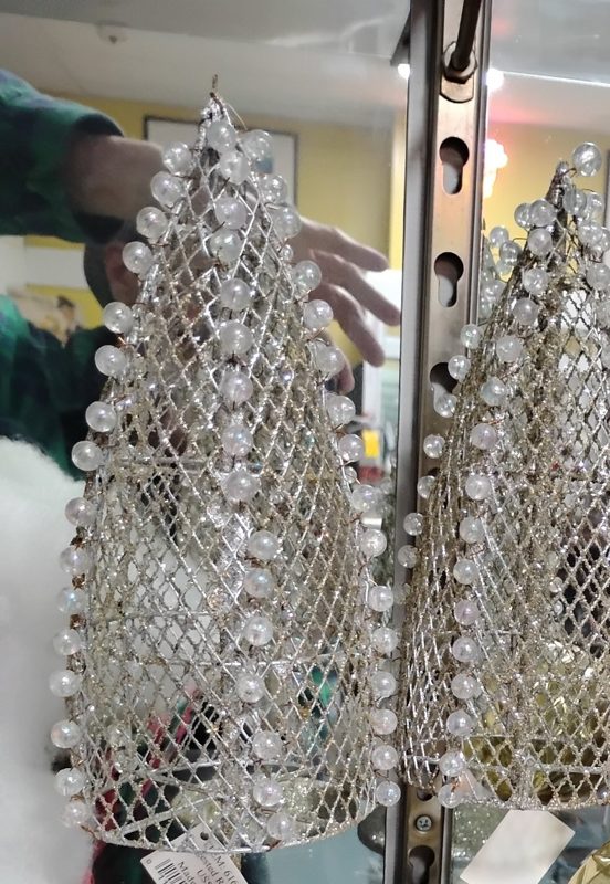 Silver Wire Mesh Cone Trees with Pearls