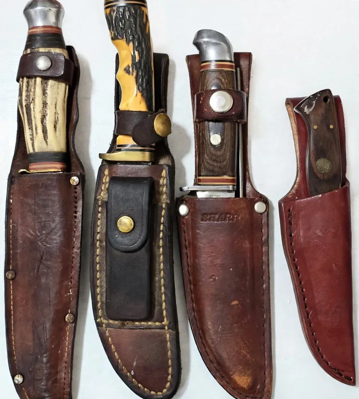 Sheathed Fixed Blade Knives - Group of 4