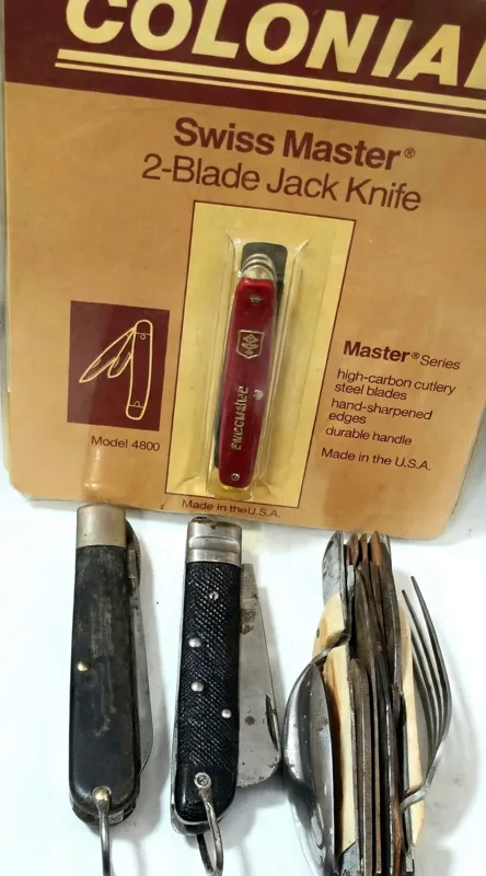 Colonial Swiss Master Jack Knife in Pack with Pocket Knives - Group