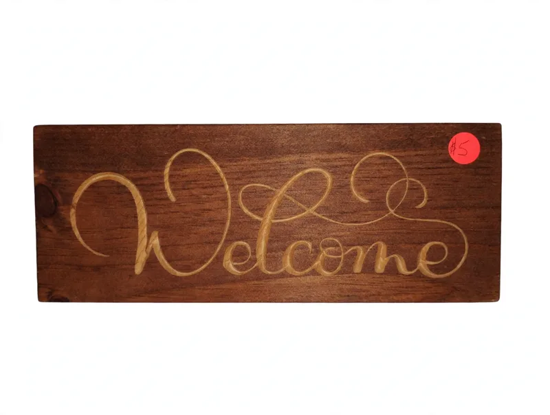 Dark Wood Welcome Sign