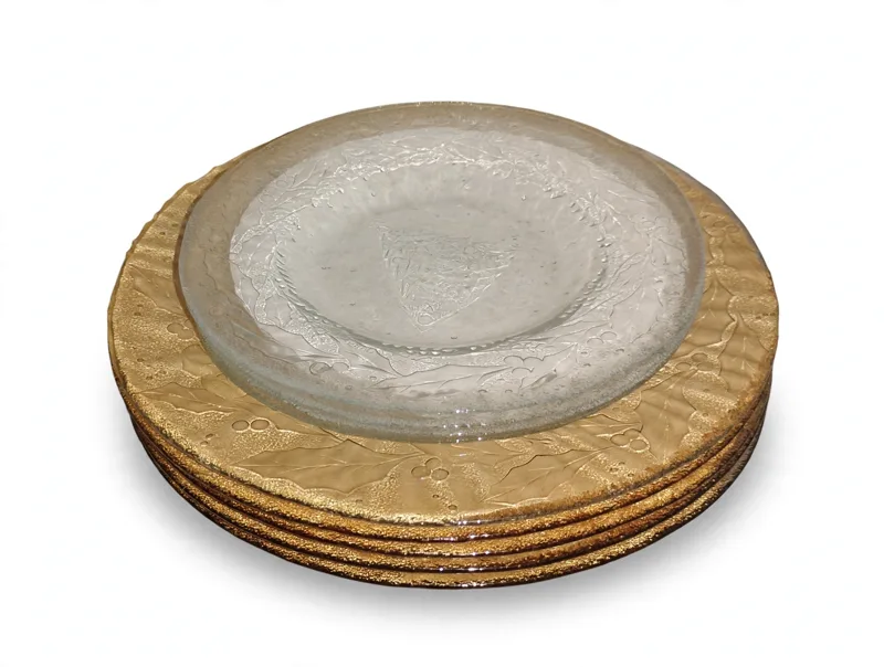 Gold Charger Plates with Clear Etched Plate