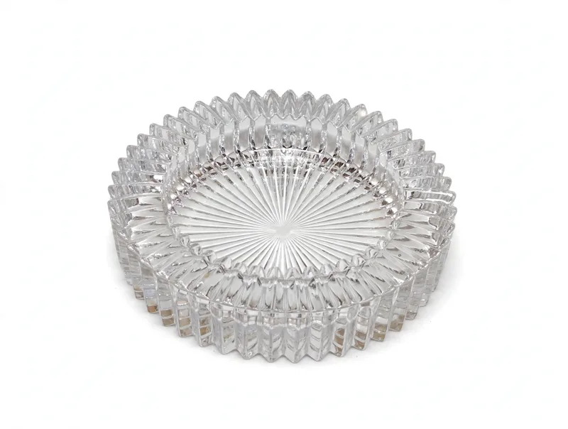 Round Cut Glass Dish - Sunburst Pattern