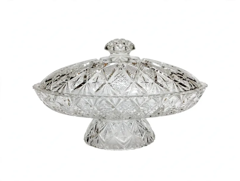 Large Footed Cut Glass Centerpiece Bowl