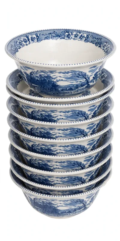 Blue Transferware Bowls - Set