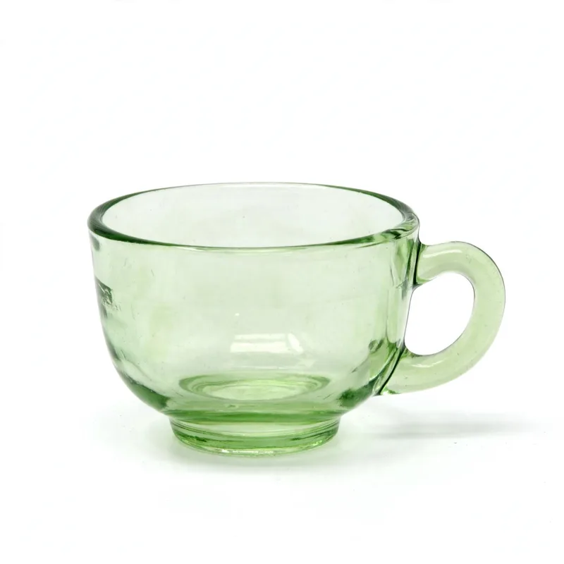 Green Glass Cup with Handle