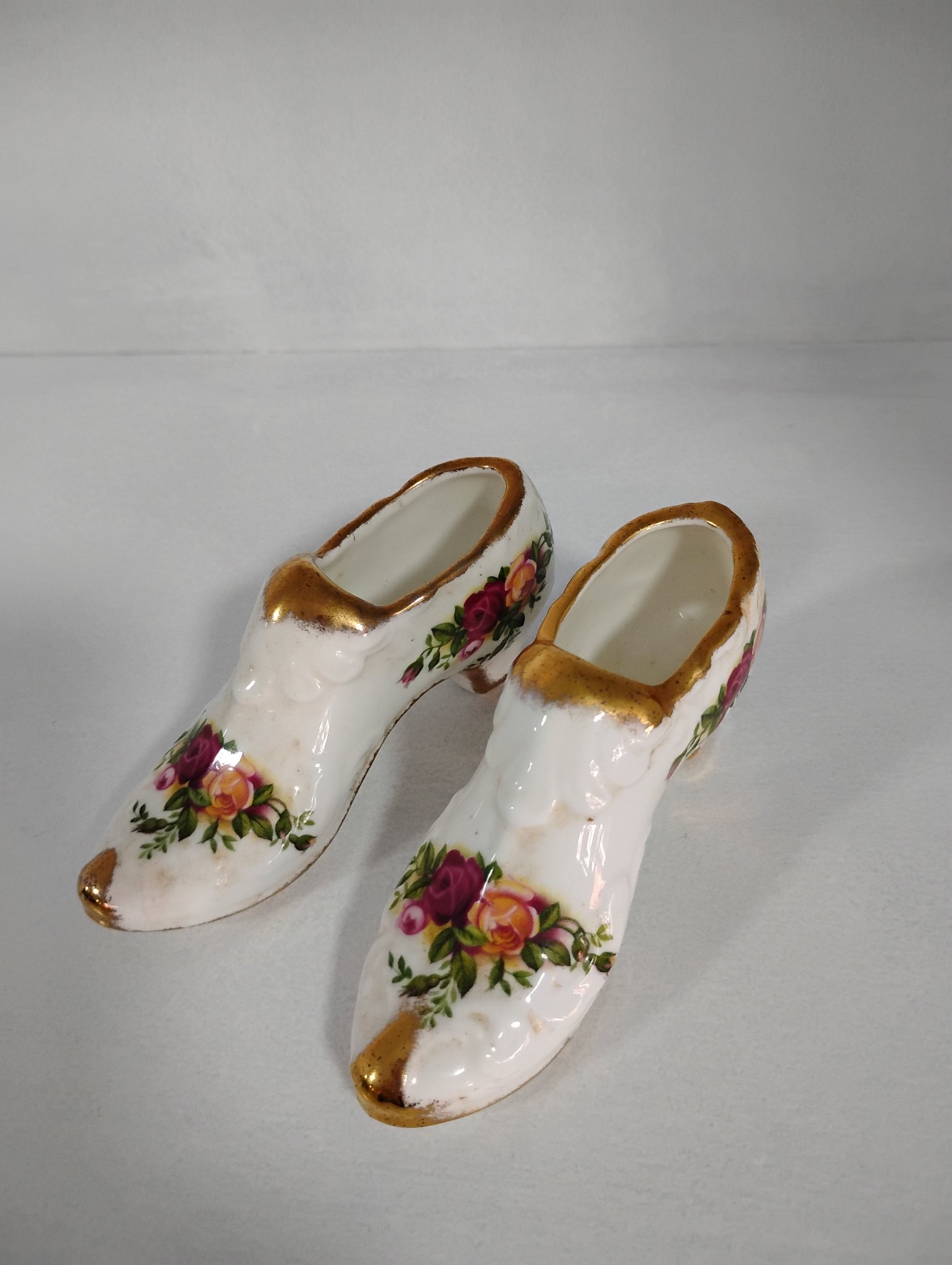Royal Albert Old Country Roses - pair of porcelain shoes