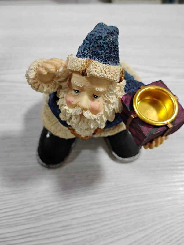 Santa Candle Holder - Blue Coat