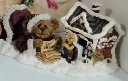 Snow Gingerbread House Bear Scene
