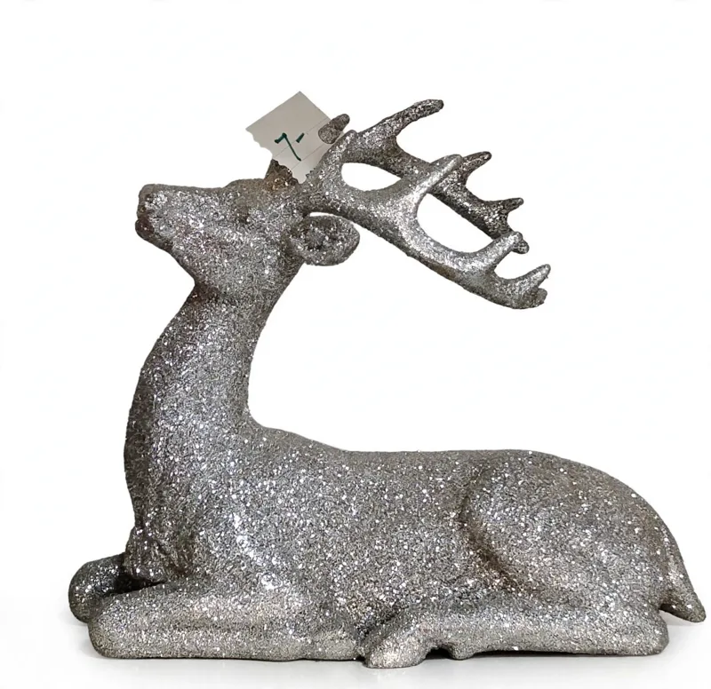 Silver Glitter Lying Reindeer