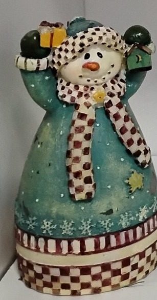 Teal Snowman Figurine