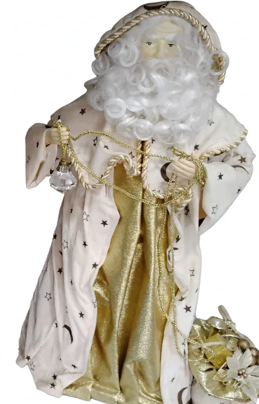 White and Gold Star Robe Santa