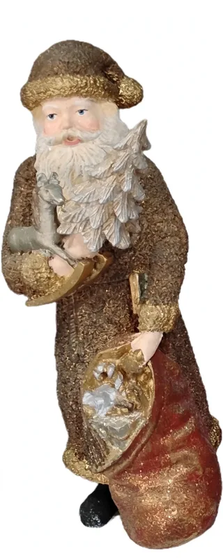 Tall Brown Glitter Santa
